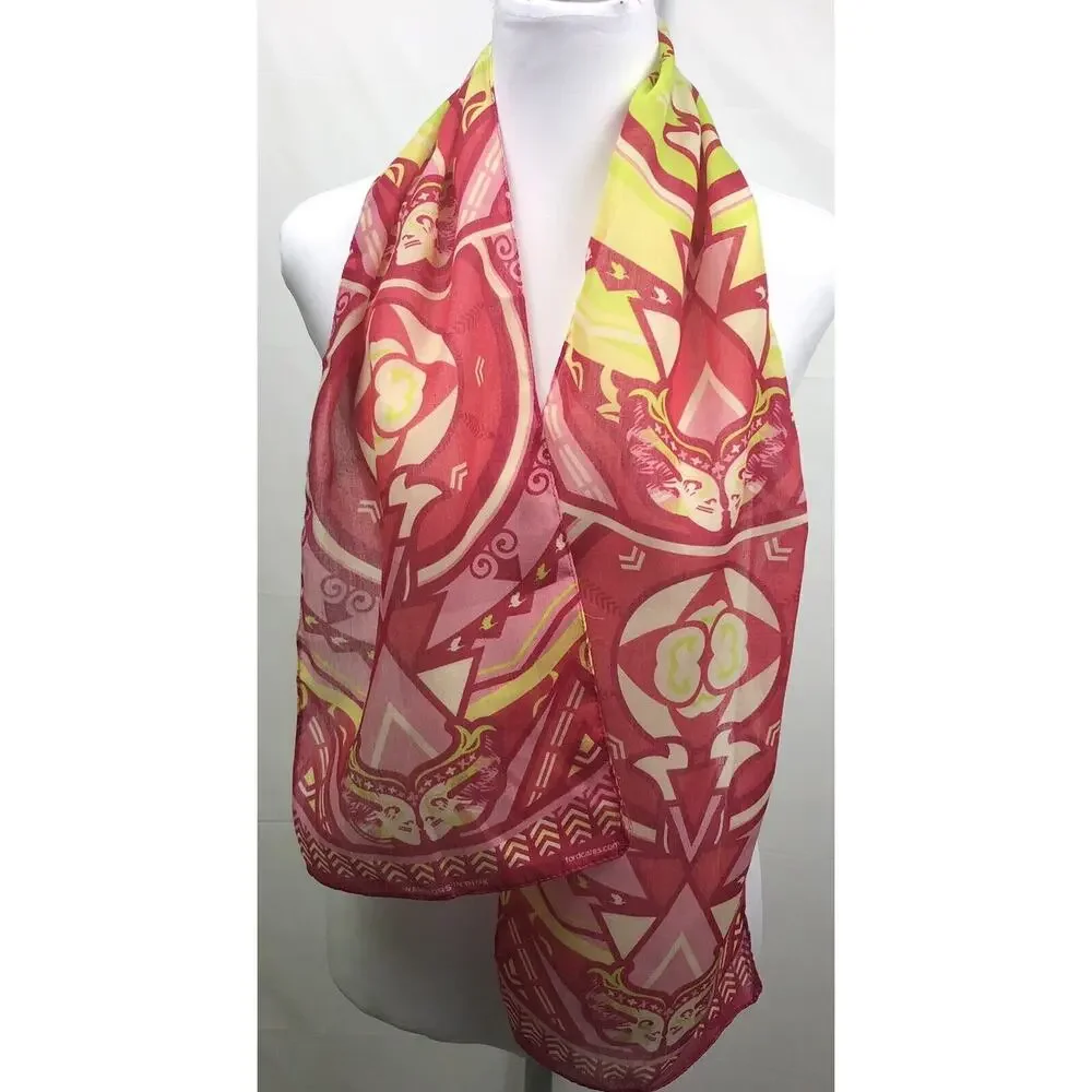 Fordcares “Warriors In Pink” Scarf Women Pink Red Green Rectangular Size 52 x 9